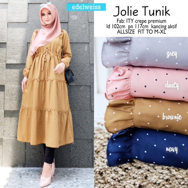 Baju Tunik Bahan Ity Crepe Susun Jolie Tunik Shopee Indonesia