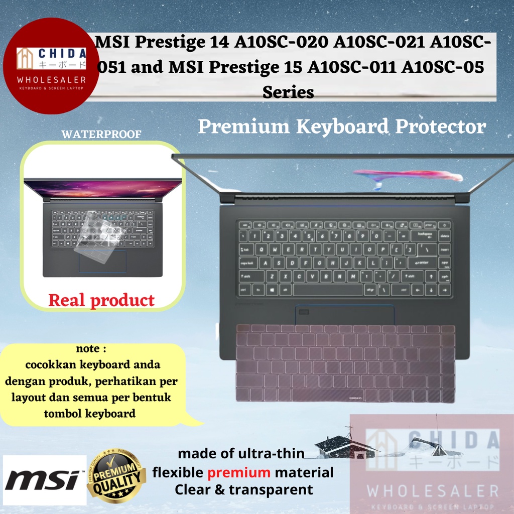 Jual Keyboard Protector MSI PRESTIGE 14 /15 A10SC A10SC11 series