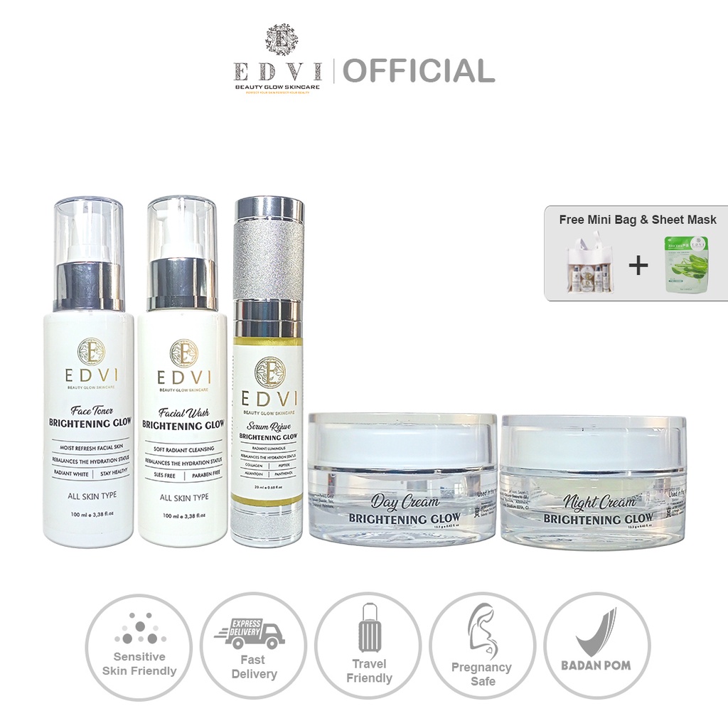 Rangkaian EDVI Beauty Glow Skincare | Paket Ultimate Series |