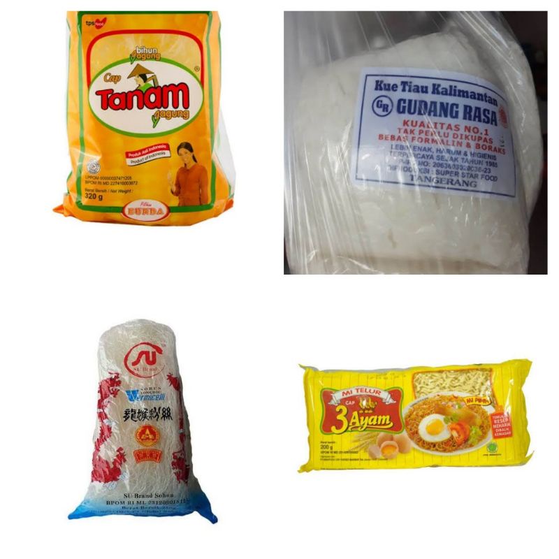 

Kwetiau Gudang Rasa, Mie Telur, Bihun Jagung, Soun Naga
