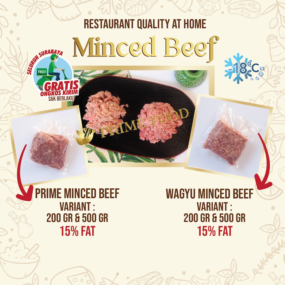 

Minced Beef Prime dan Wagyu MM0021 Daging Cincang giling Sapi import