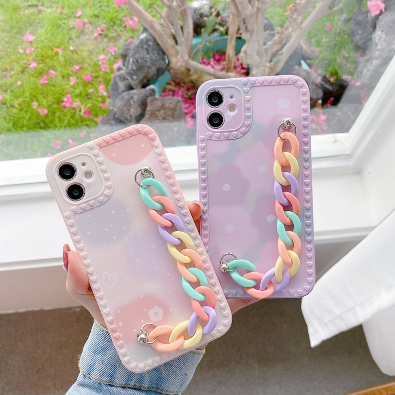 Rainbow Bracelet Nice Purple Flowers Soft Case OPPO A83 A3S A7 A5S A12 A11K F9 A52 A92 A9 A5 A31 A53 A33 2020 A57 A39 Reno 5 6 4F 5F A15 A15S A16 A54 A74 F1S F11 A16 A54 A95 K3 K5 A1K Cute Women's Gifts Casing