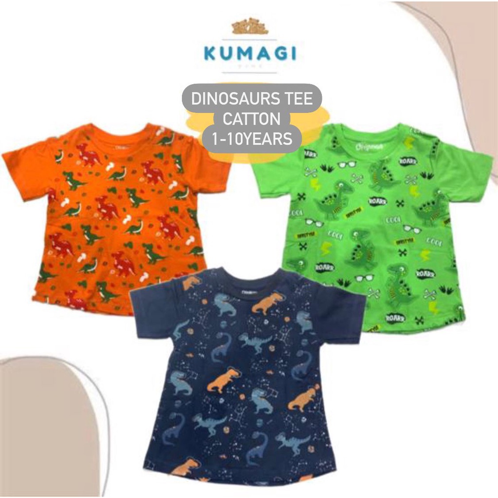 OSHKOSH-BAJU DINOSOURUS ATASAN ANAK IMPORT  kaos catton 1-10tahun lengan pendek