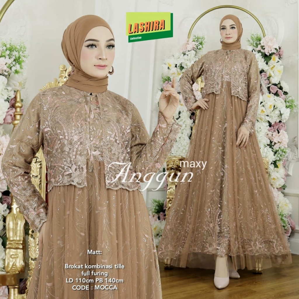 anggun maxy maxi dress dres pakaian baju gamis longdress brukat broklat syari adem panjang jumbo ld 