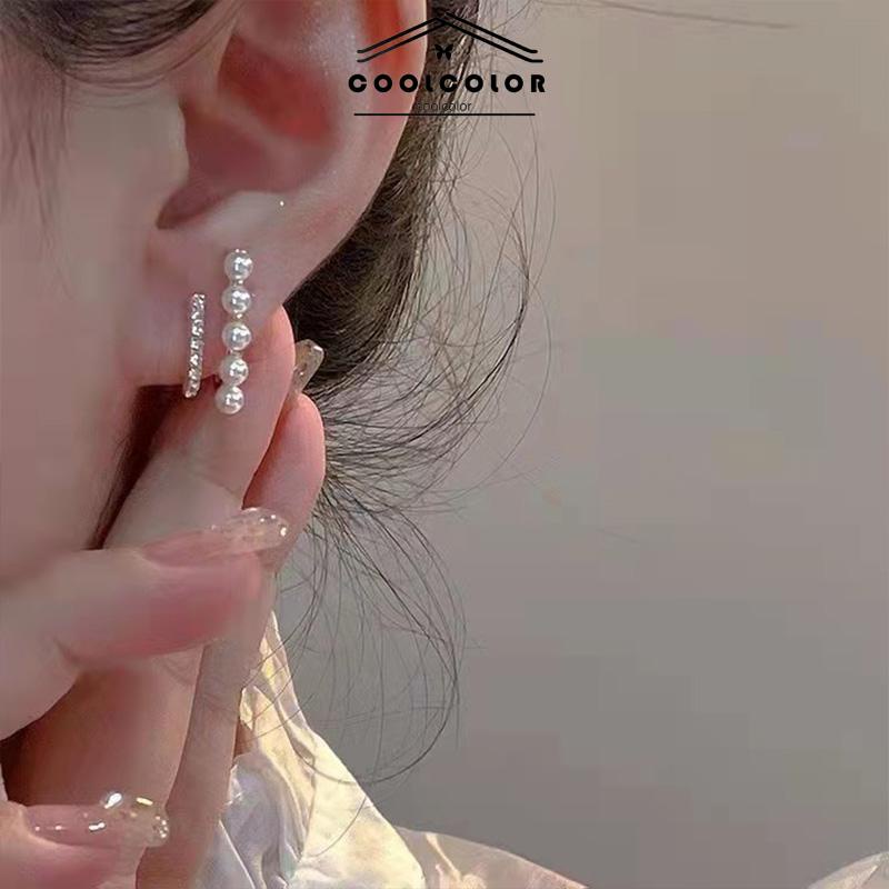 COD ❤️1 Sepasang Anting-anting mutiara perak S925 Anti karat Anti retro temperamen kelas atas Fashion Murah Impor Aksesoris