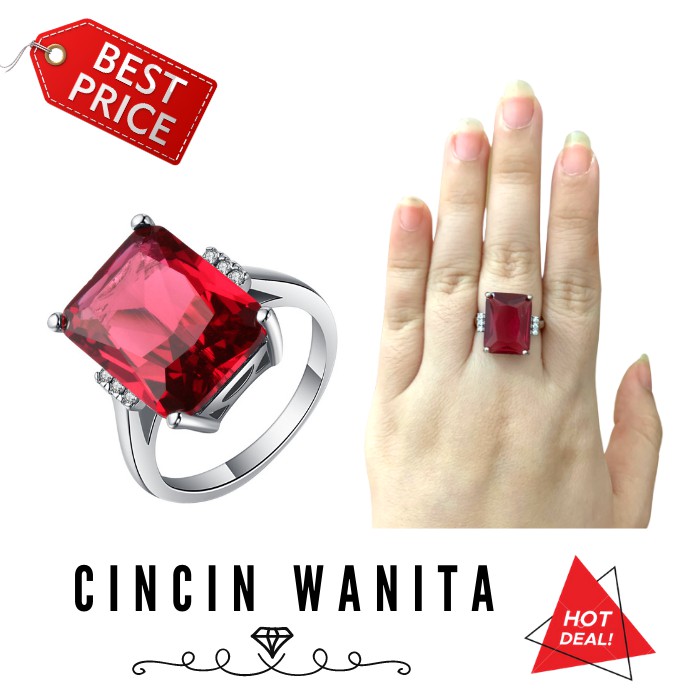 Cincin Wanita Red Ruby Zircon JC-018