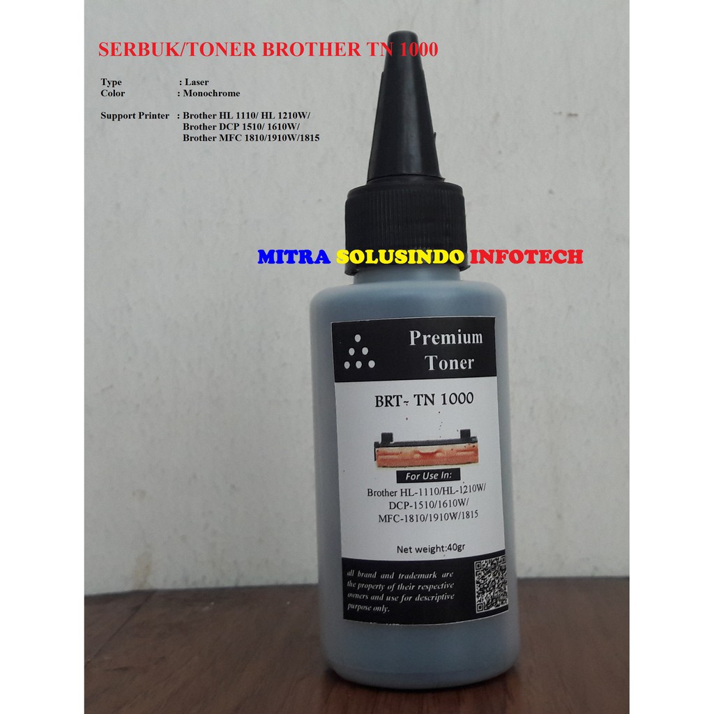 Serbuk Bubuk Toner BR Khusus TN 1000  HL 1110/HL 1210W DCP 1510 Sekali Refill