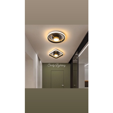 Lampu plafon led gantung modern minimalis 3 warna nordic style ceiling lamp teras black simple teras