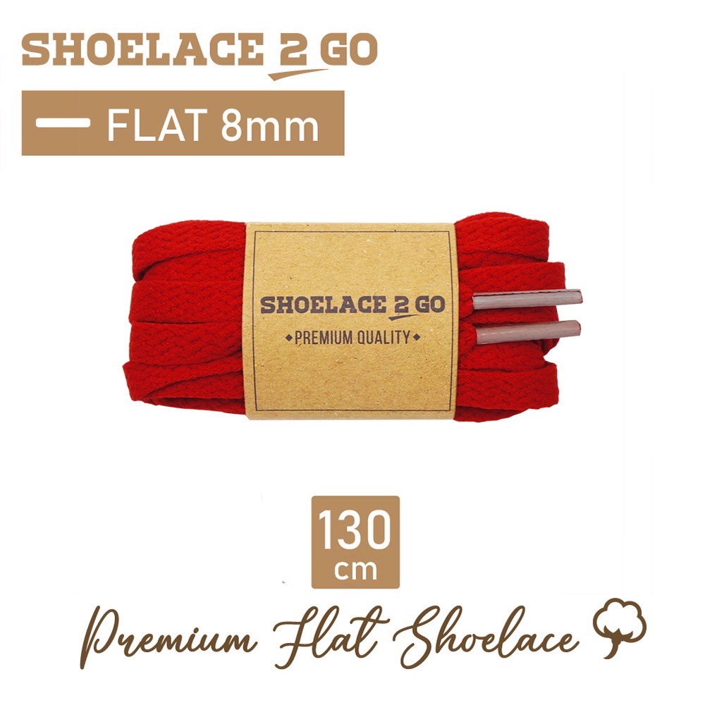 SHOELACE 2 GO PREMIUM TALI SEPATU GEPENG PIPIH FLAT F6 - RED WITH PURPLE TIPS - 130CM