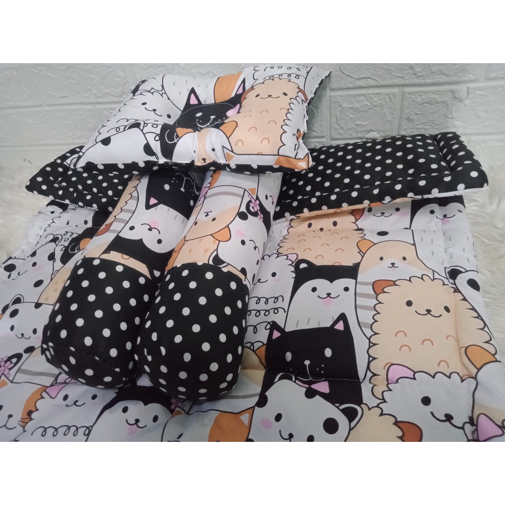 [Baby Bed Set]Bedcover Set Bayi Selimut Bayi Lengkap Dan Murah-bc Cat family