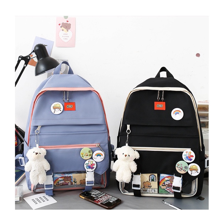 TAS RANSEL ANAK SEKOLAH wanita IMPOR set 5 in 1 ORI E fashion Perempuan SD SMP SMA tanpa boneka