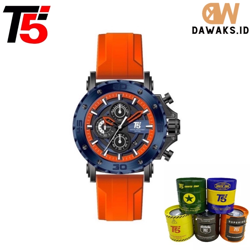 JAM TANGAN PRIA T5 ORIGINAL 100% T5 H 3865G T5 H 3914 G ORIGINAL CHRONO AKTIF TAHAN AIR FREE BOX+PAP