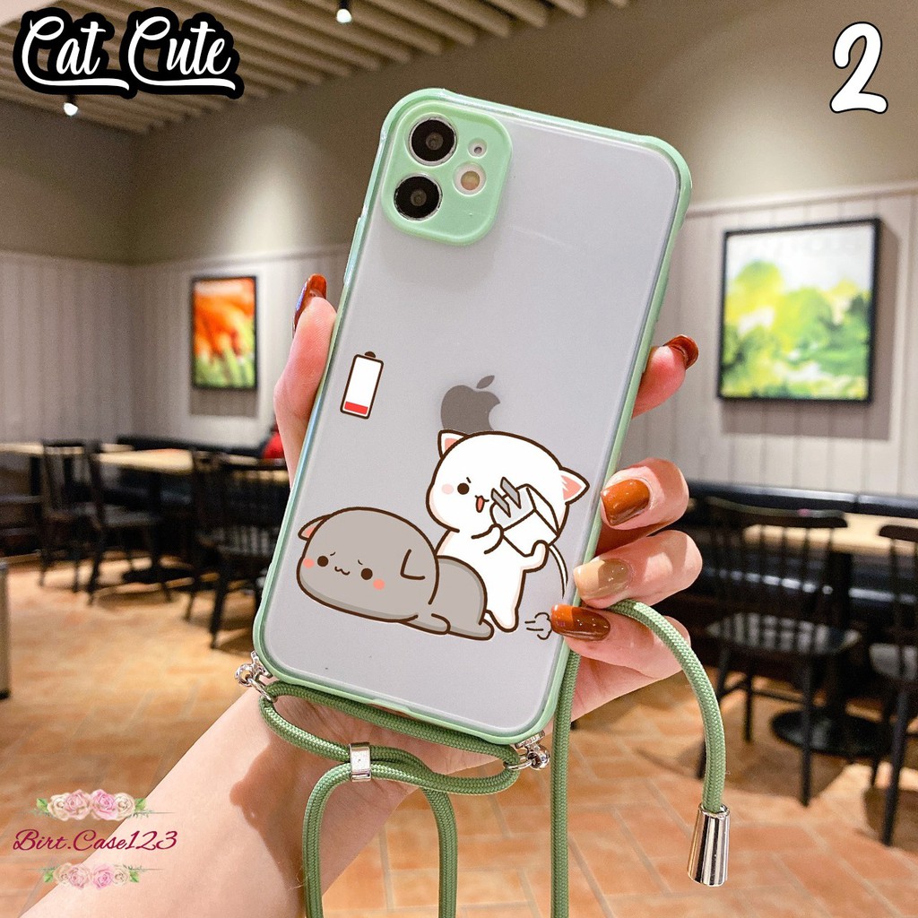 Softcase Slingcase Lanyard Choice CAT CUTE Iphone 6 7 6+ Se 2020 7+ 8 8+ X Xr Xs Max BC3622