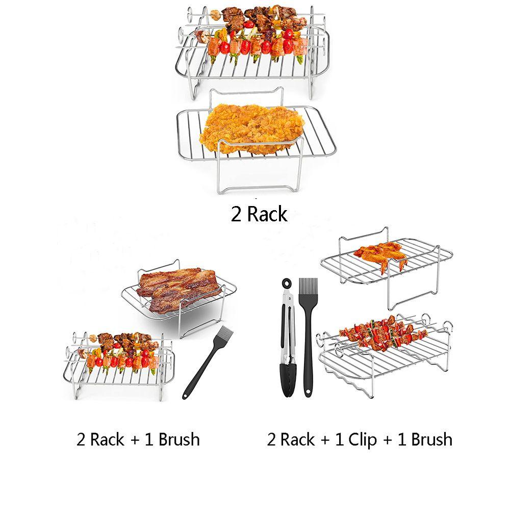 Solighter Air Fryer Rak Serbaguna Double Basket Air Fryer Aksesoris Grill Rack