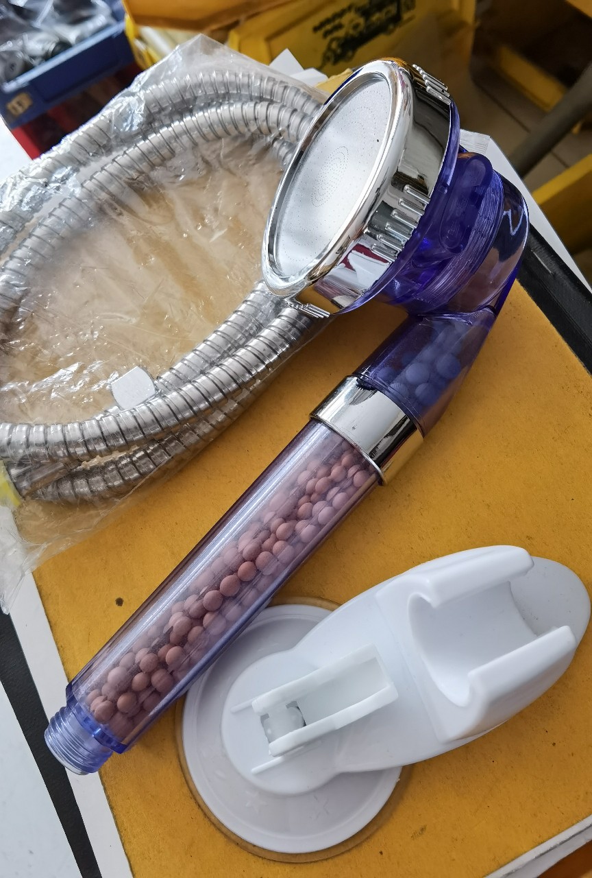 {terlaris} Kepala Shower Head Ion Spa Ionizer Healthy Crystal 3 Mode Bonus Selang + Holder