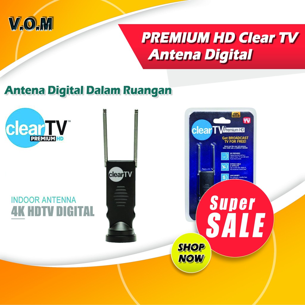 VOM PREMIUM HD Clear TV Antena Digital Dalam Ruangan New 0662