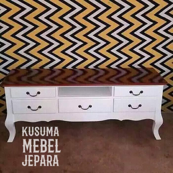 Meja TV Kabinet Retro Kayu Jati No 9 (Panjang 150cm, Tinggi 60cm)