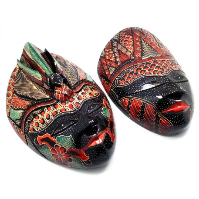 Topeng Kayu Batik Rama Shinta L 22x17x7 cm