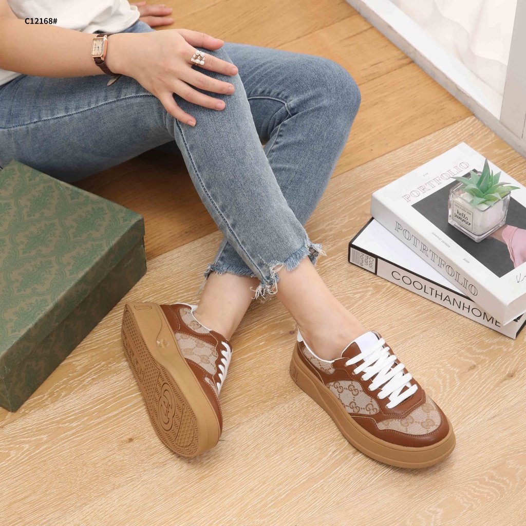 GC GG-Jacquard Canvas &amp; Leather  Women Sneakers C12168