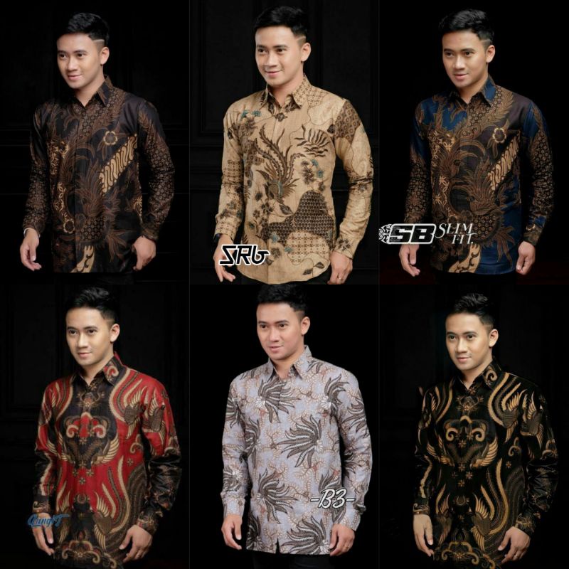 Batik Pria Lengan Panjang Kemeja Batik Lengan Panjang HRB026 motif KERATONAN Kode 002 BIG SIZE JUMBO M L XL XXL 3XL 4XL 5XLReguler