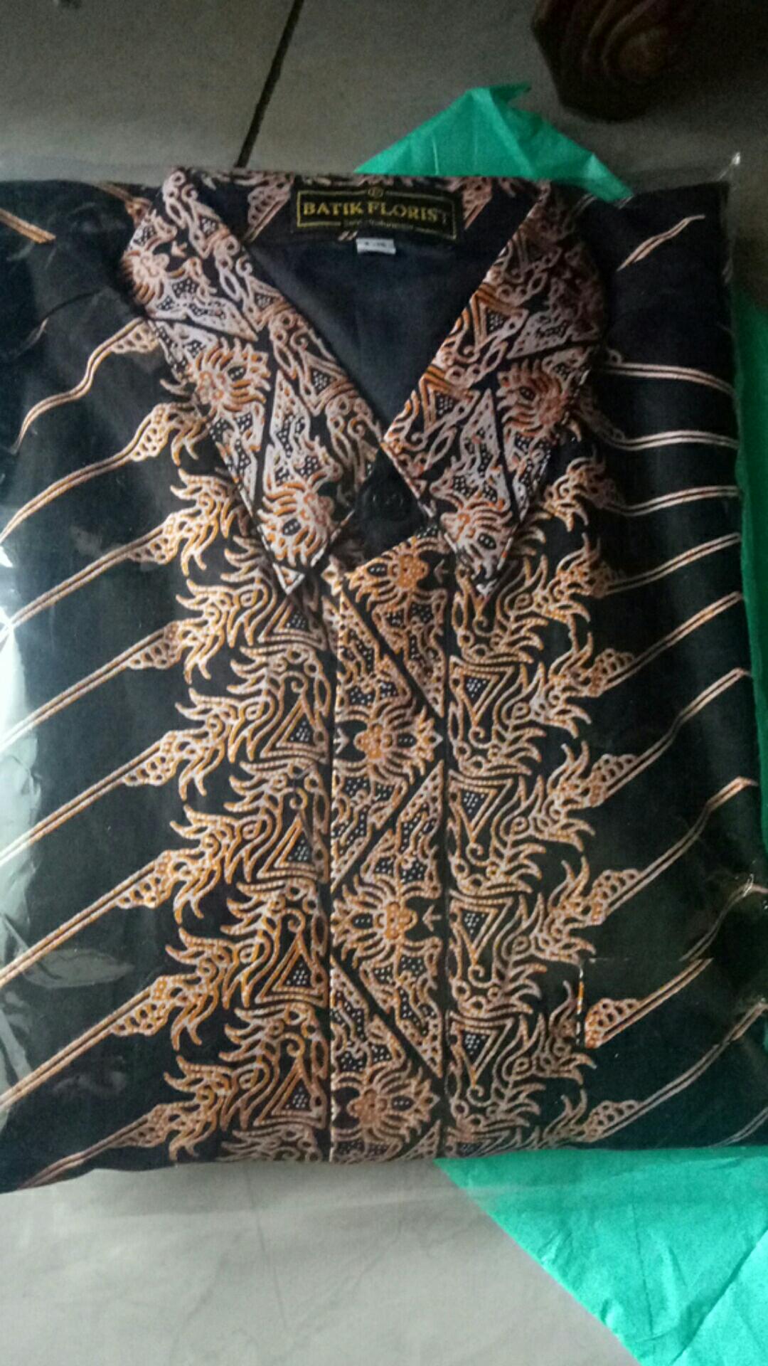 Batik Pria Modang Kembar Hitam Size M - Xxl Reguler Fit Batik Solo Katun Sragenan Full Furing