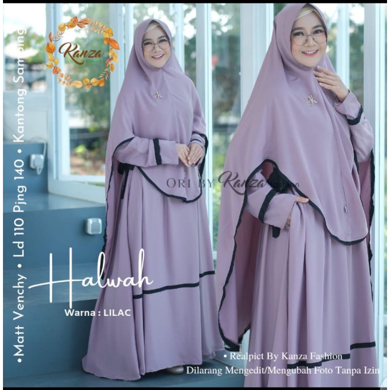 Gamis syari Halwah Syari Ori by Kanza gamis syari polos busui gamis syari original branded