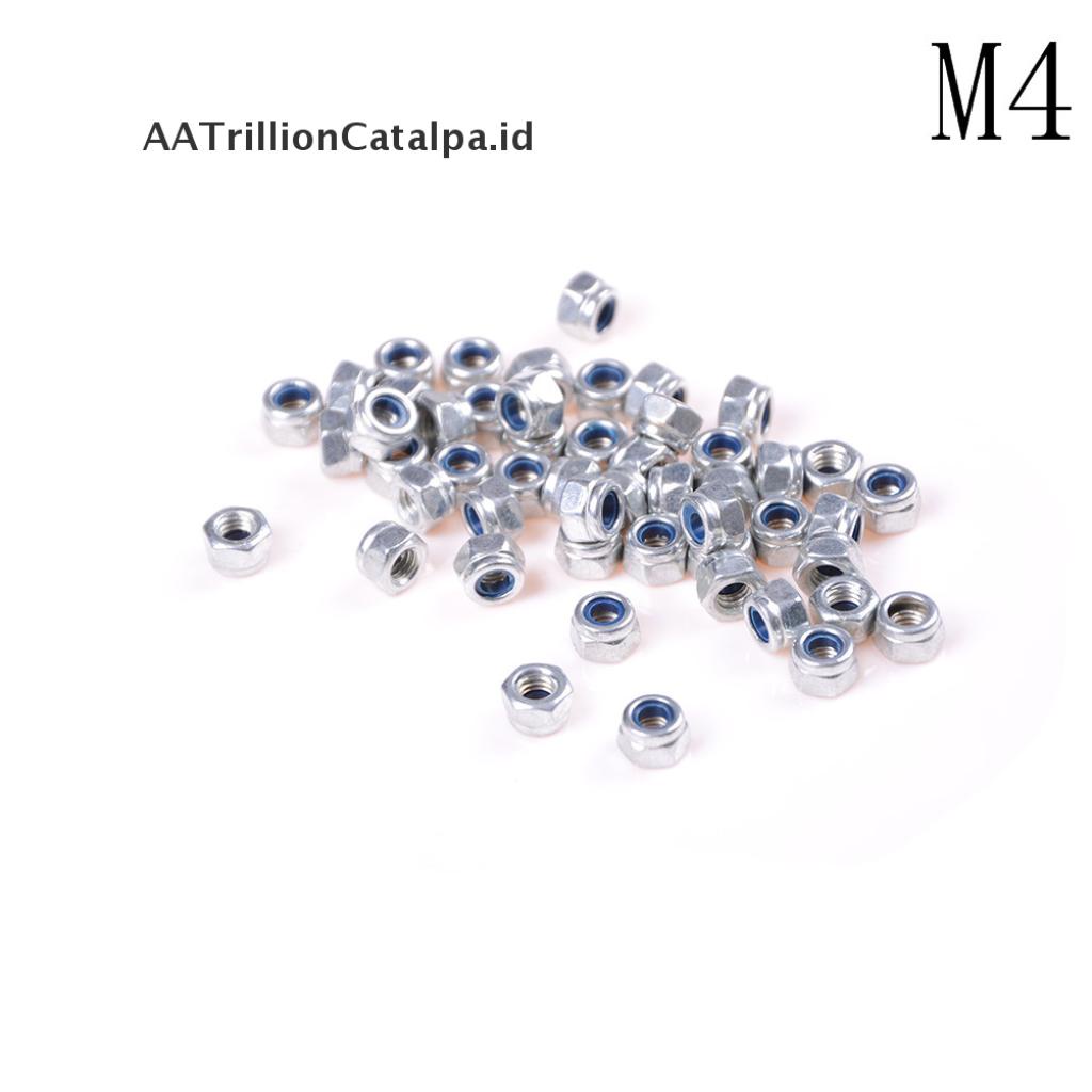 【AATrillionCatalpa】 50Pcs DIN985 M3 M4 M5 M6 Galvanized Self-locking Nut Nylon Lock Nut ID