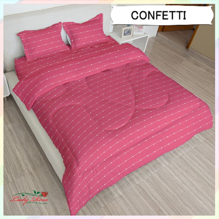 Setbedcover+sprei Rumbai 160x200 Lady Rose Motif Confetti