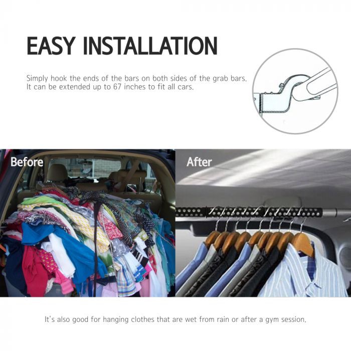 Expandable Car Hanger Clothes | Gantungan Bar Baju Jas Pakaian Mobil