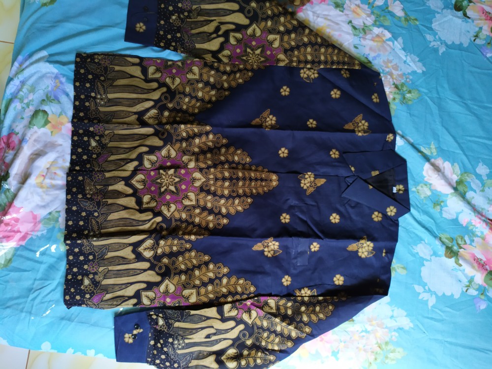 Sasmita Biru Kemeja Batik Pria Full Furing Bahan Katun Halus Primisima