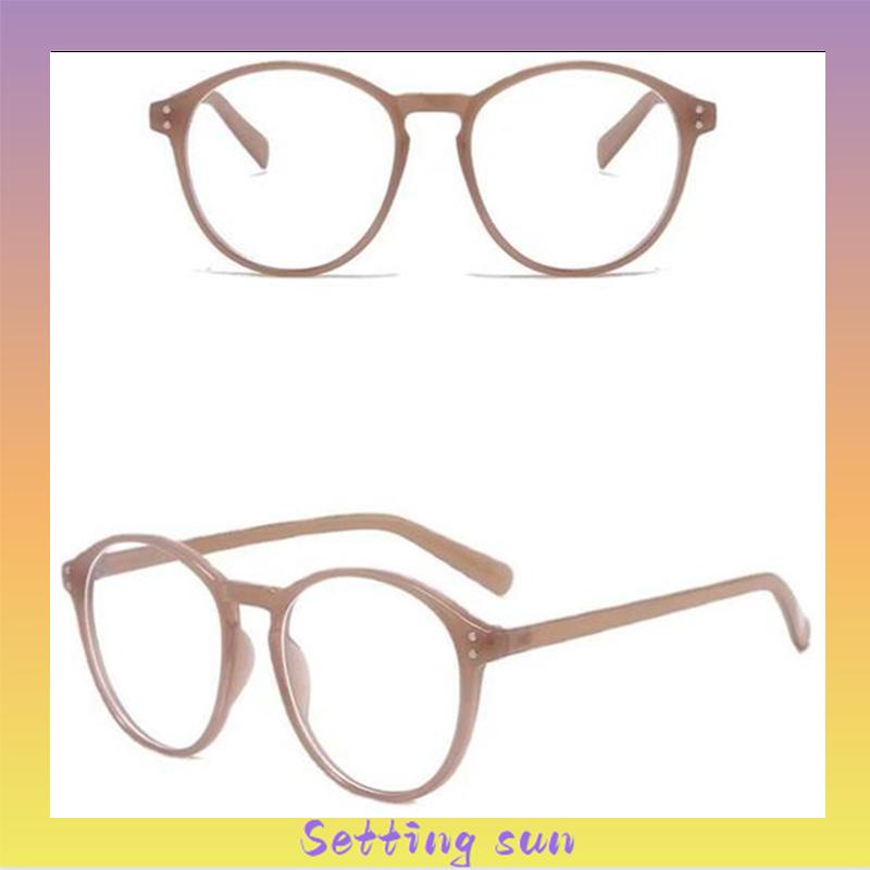 Kacamata Fashion Korea Bingkai Bulat Kacamata Anti Cahaya Biru untuk Wanita Pria Kacamata Tren TN