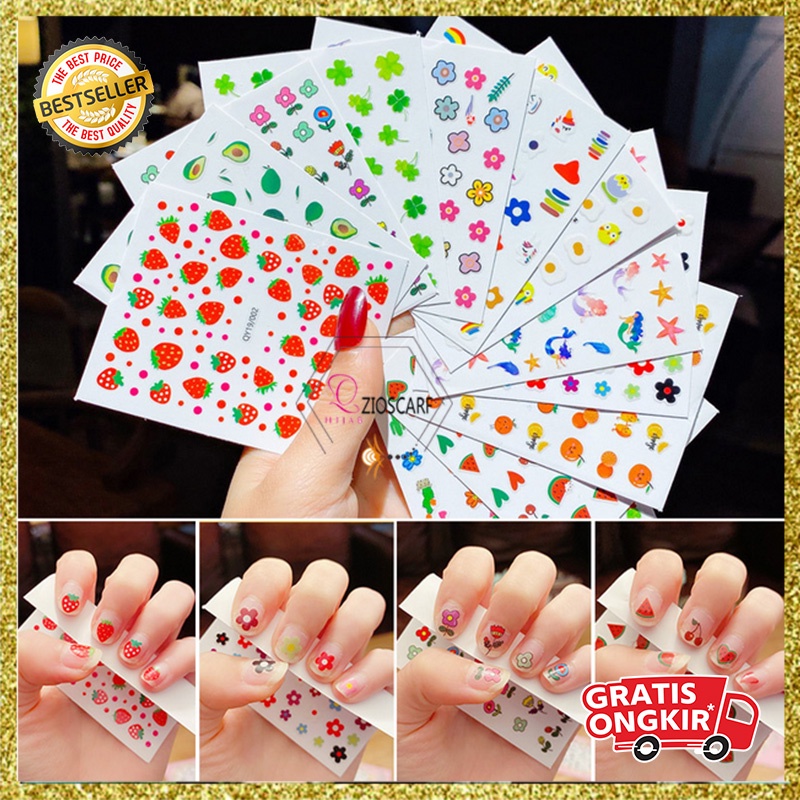 Stiker Kuku Anak Perempuan Motif Kartun Lucu Nail Art Kecil Tahan Air Fashion kuku anak lucu AK224