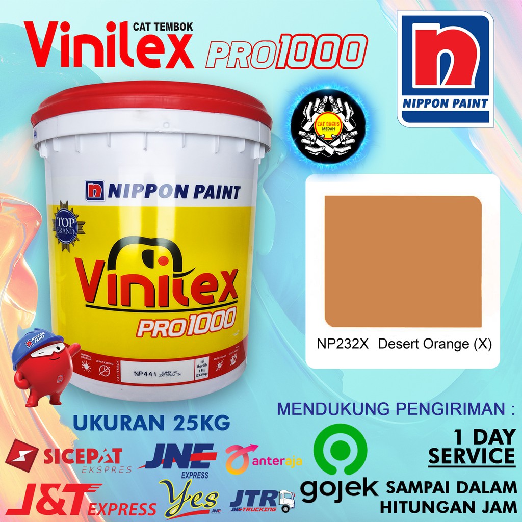 CAT AIR TEMBOK DINDING VINILEX 25 KG WARNA NP 232 X DESERT ORANGE (X) NP232X COKLAT COKELAT BATA 25KG 20 KG INTERIOR EXTERIOR ACRYLIC EMULSION NIPON NIPPON PAINT MURAH LUAR DALAM BAGUS TERMURAH MEDAN BINJAI SUMATERA