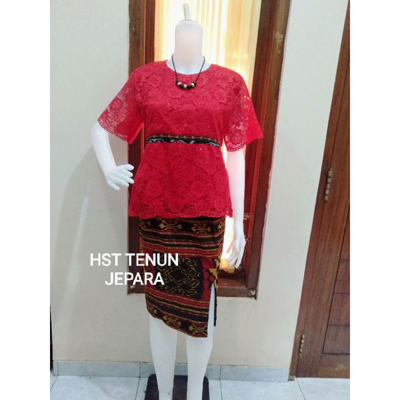 SETELAN ROK TENUN & BLUS BROKAT