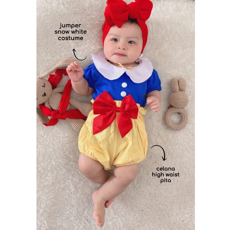 CUTE SNOW WHITE Baju Jumper Bandana Pergi Lucu Fashion Anak Bayi Perempuan Cewek Terlaris Lucu Murah