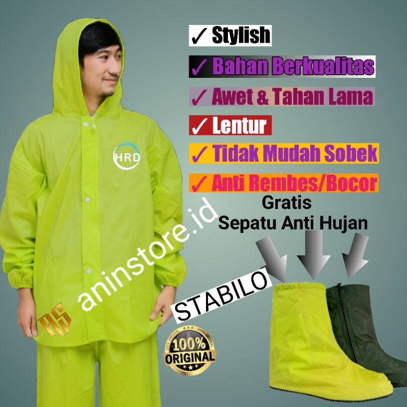 Paket lengkap Jas hujan HRD  dan Cover Sepatu