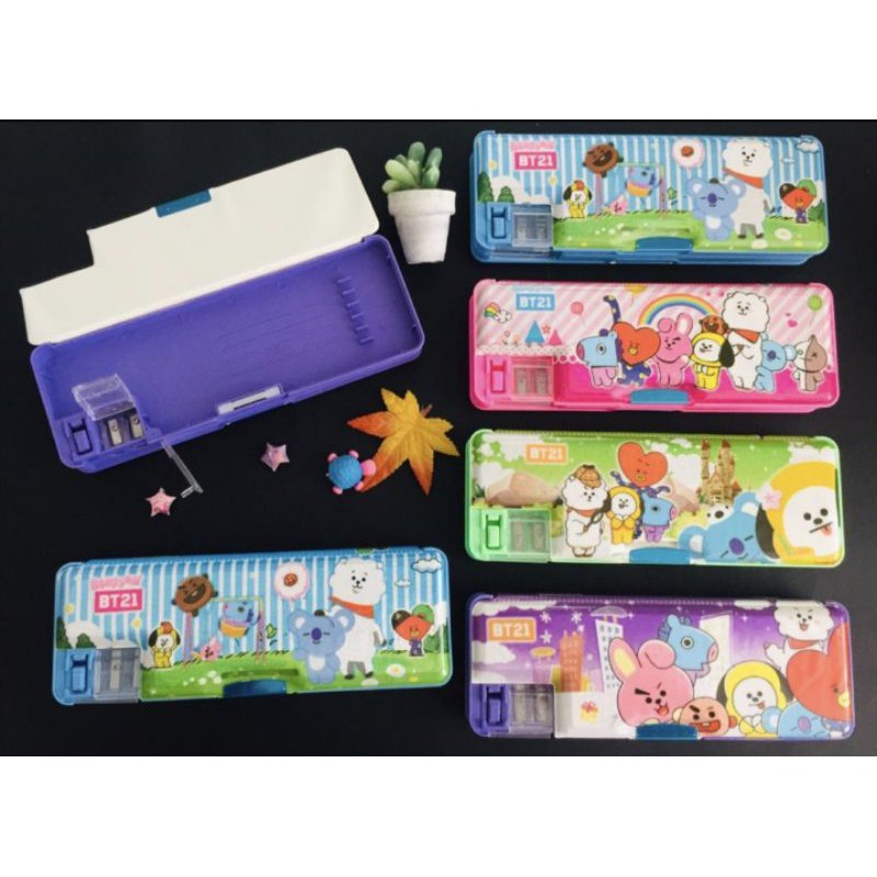 kotak pensil BTS BT21/pencil case/tempat pensil MAGNET BTS/plastik BTS-6