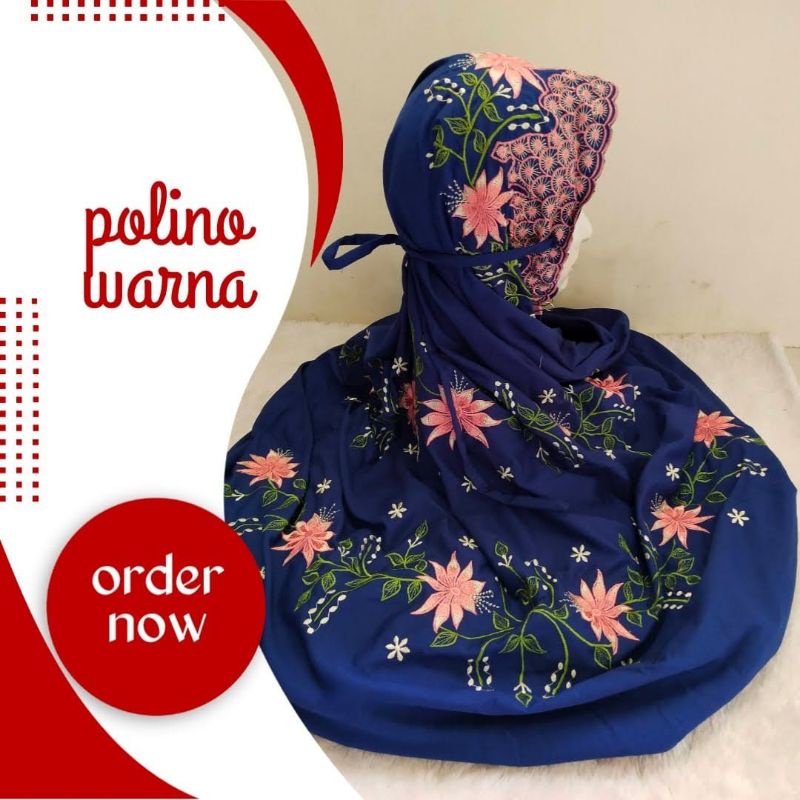 Mukena Terusan Dewasa Polino Warna Bordir