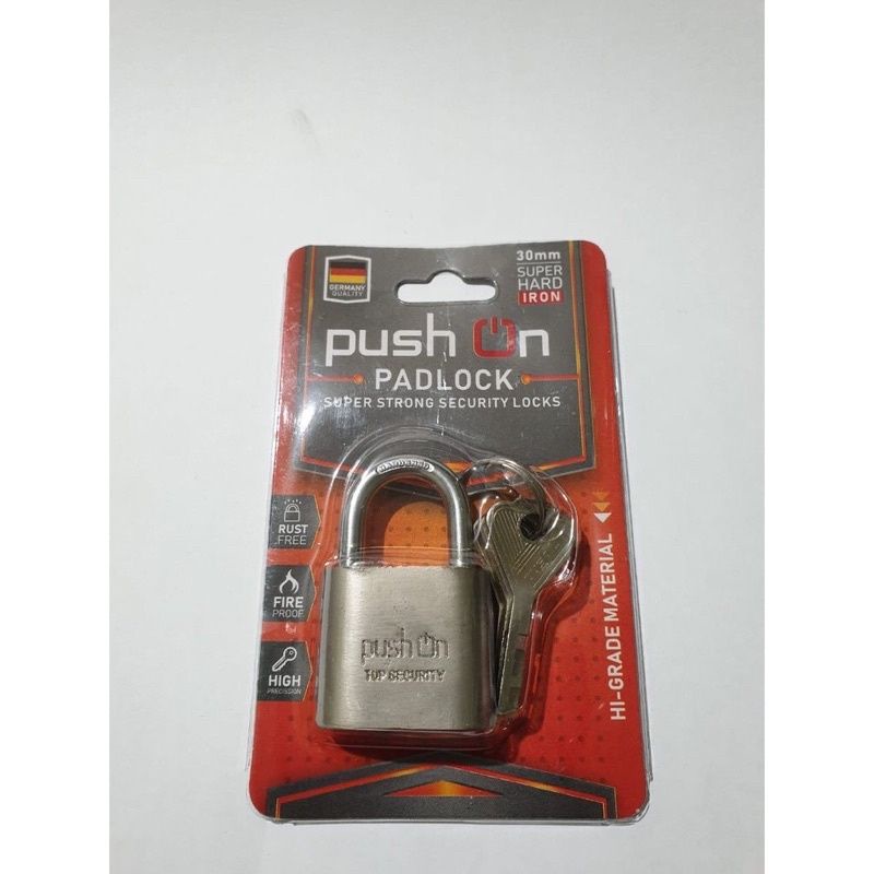 Gembok Pintu Push On Stainless 30mm 3 Anak Kunci | kunci Pagar Rumah gembok Rumah