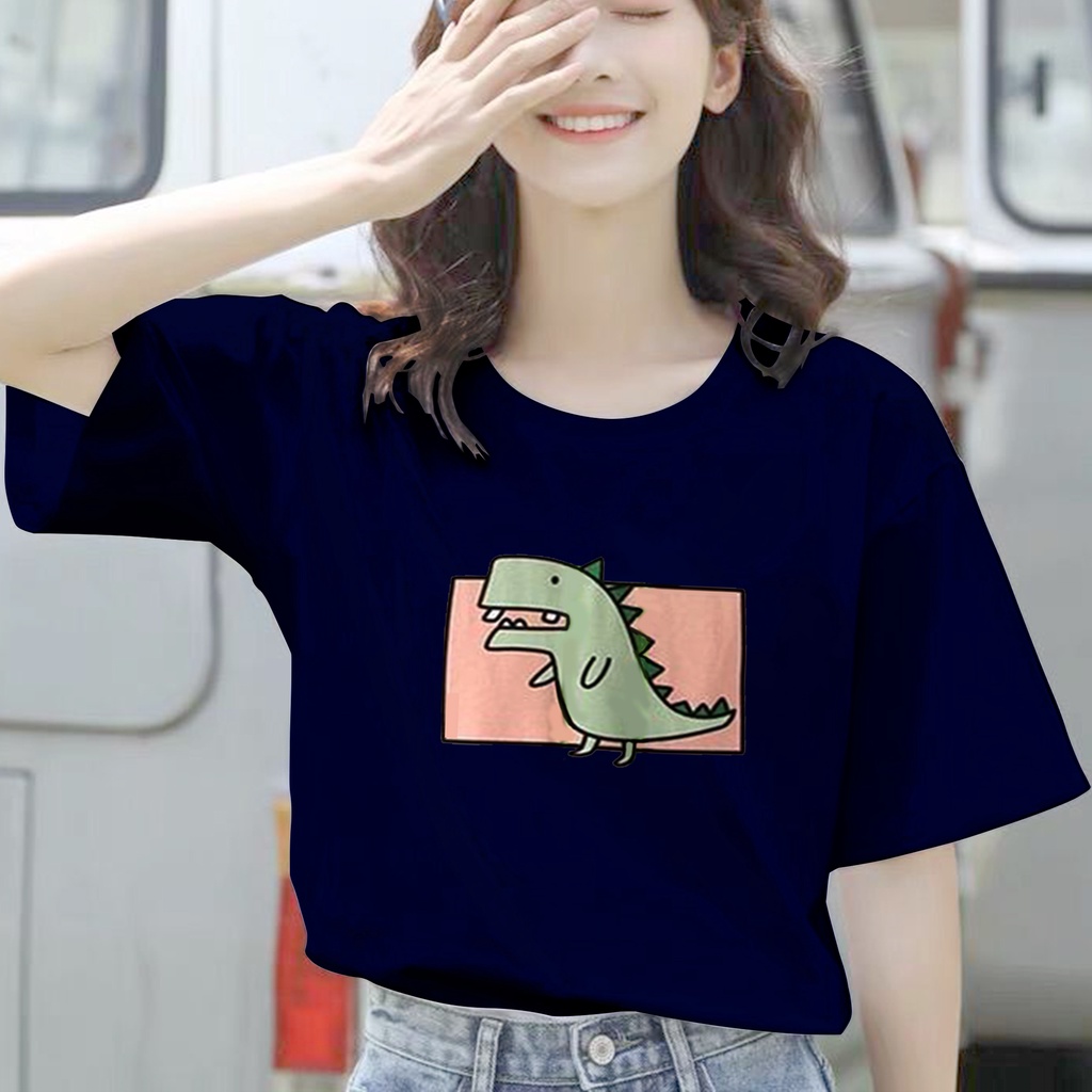 CALVIERO SHOP - BAJU KAOS ATASAN WANITA PRINT DINO CUTE