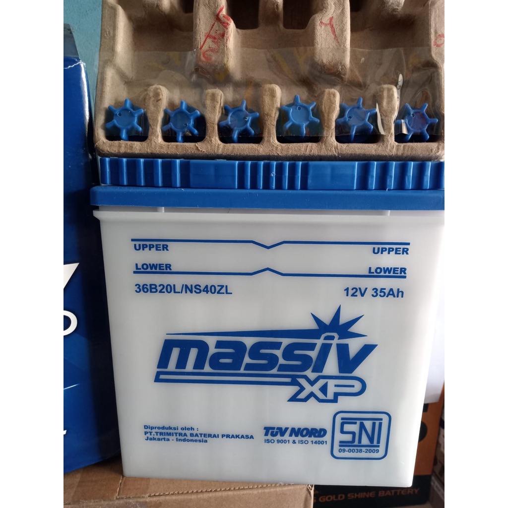 Aki mobil massiv xp NS40ZL (36B20L) untuk Toyota Agya, Calya, Corolla Altis, Hilux, Daihatsu Ayla, Sigra, Sirion, Honda City, Jazz, Brio, Mobilio, dll AKI BASAH