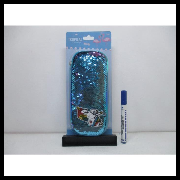 

Kotak Pensil Sequin Unicorn Flamingo Biru