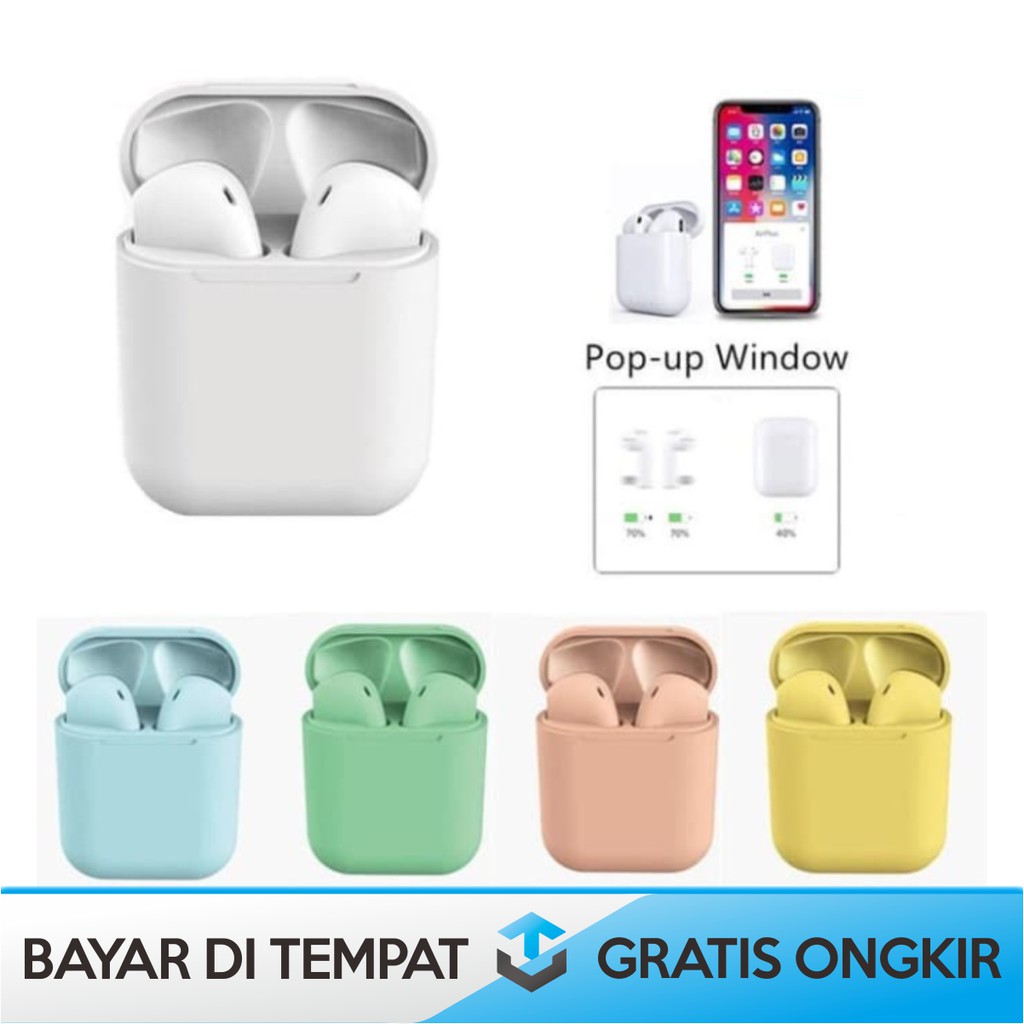 INPODS BLUETOOTH WIRELESS TWS-i12 PRO NIRKABEL TOUCH/ HEADSET EARPHONE EARBUDS HANDSFREE-i12 SENTU