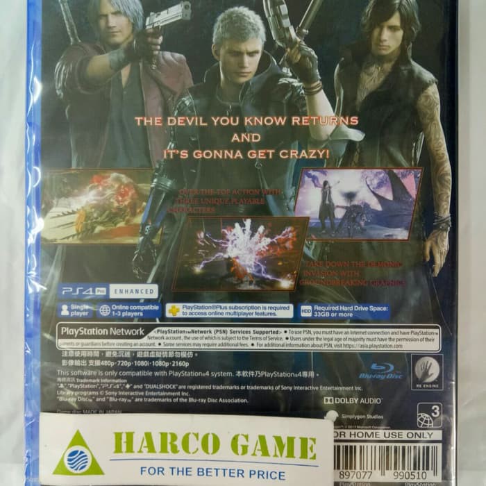 BD PS4 DEVIL MAY CRY 5 REGION 3 ASIA ENGLISH