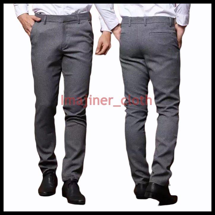 Celana Kantor Formal Pria Slimfit Bahan Dasar Kain Woll 27 Sampai 38 Cowok Kantoran Hitam Jumbo Original