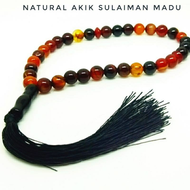 Tasbih Batu Akik Sulaiman madu Super/ 33 / 8mm