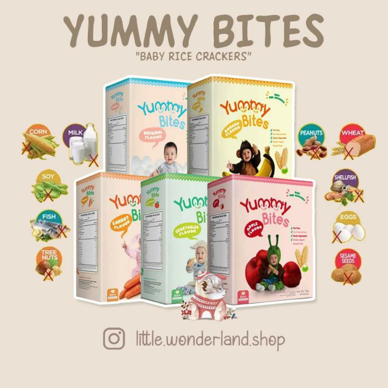 Yummy Bite babyrice cracker 50 gram ukuran besaer 24 keping