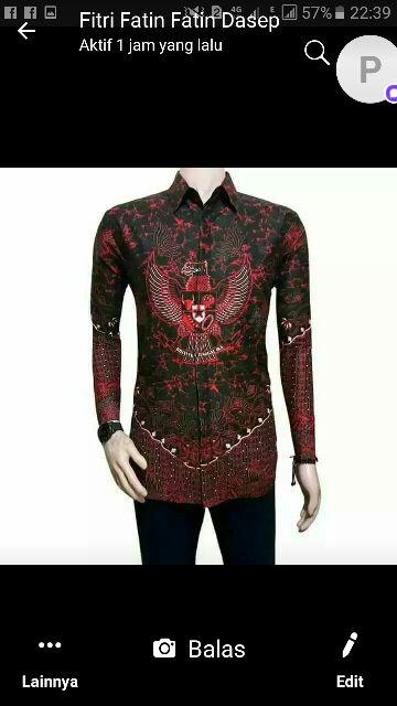 Kemeja Garuda Merah Batik Pria Lengan Panjang