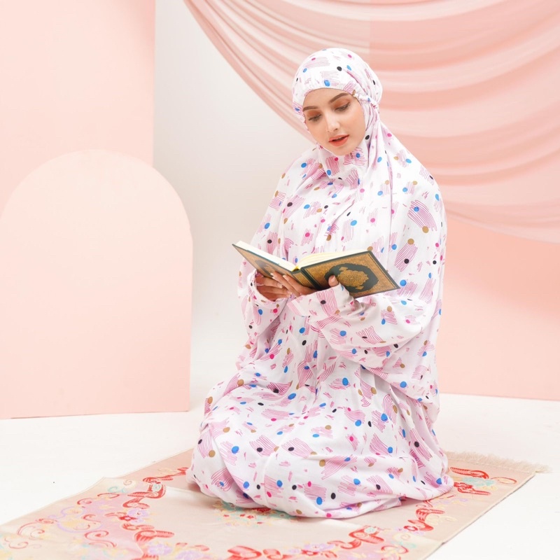 MUKENA TERUSAN LAJURAN KATUN RAYON BAHAN ADEM