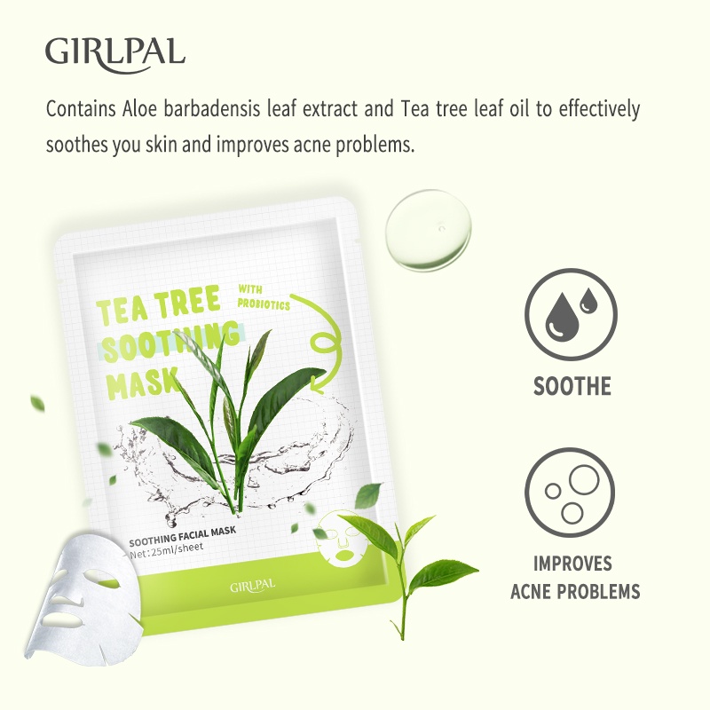 GIRLPAL Tea Tree Deep Moisturizing Soothing Face Sheet Mask Masker Wajah Facial Skincare